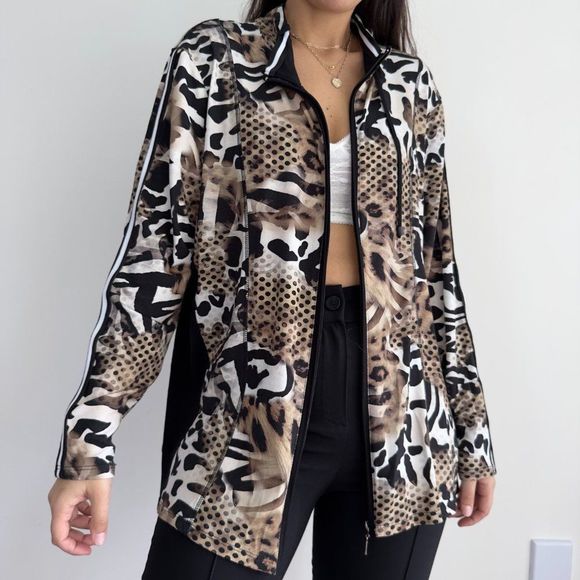 barbara lebek Leopard print zip front cardigan top - Picture 6 of 10